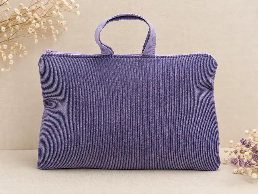 Funda de pana lavanda con asas